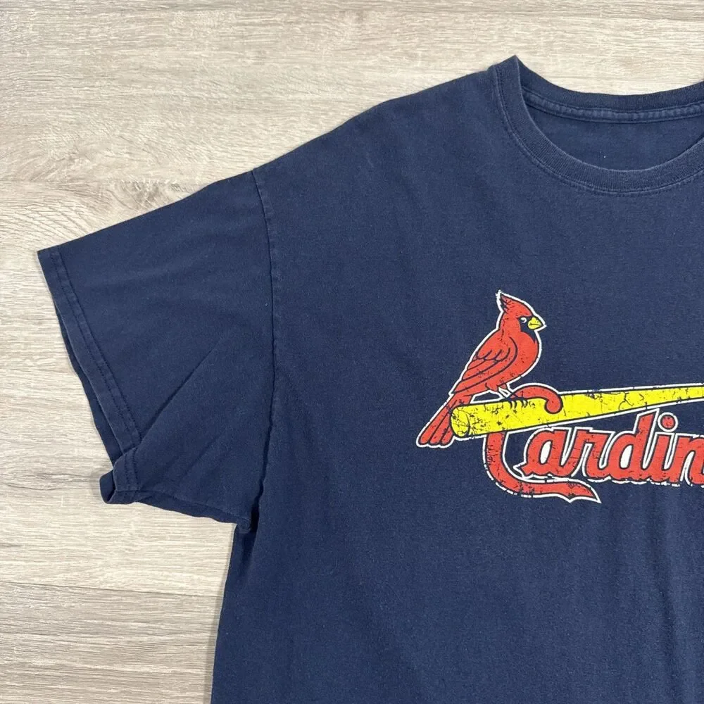 St. Louis Cardinals Shirt Men's Blue Baseball Flag Short Sleeve XL Tee